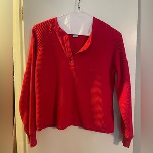 Old Navy Red Waffle Sweater